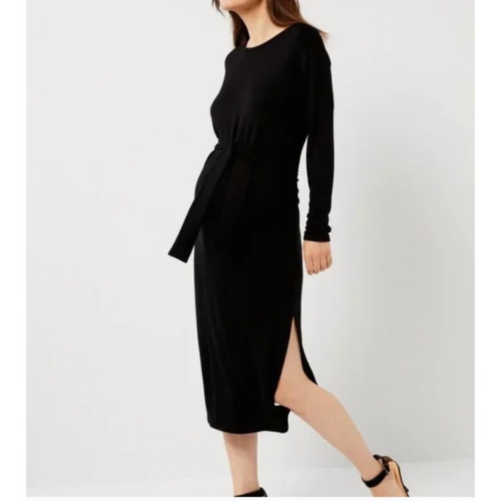 BB Dakota Steve Madden Midi Dress Black Tie Waist Maternity XS Office Casual